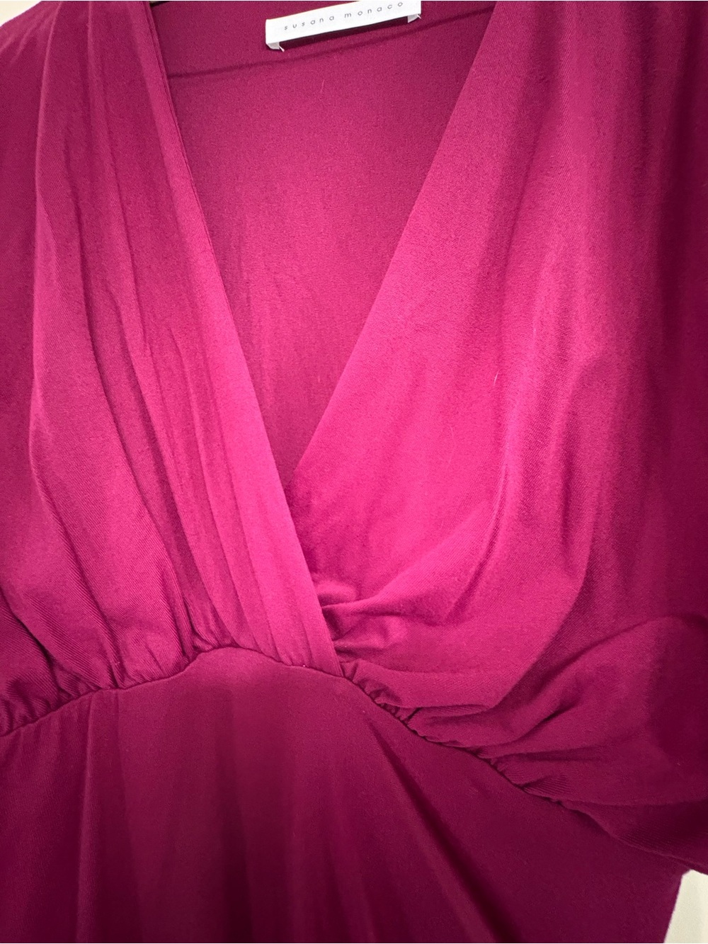 Susana Monaco Fuchsia Wrap-Front Midi Dress